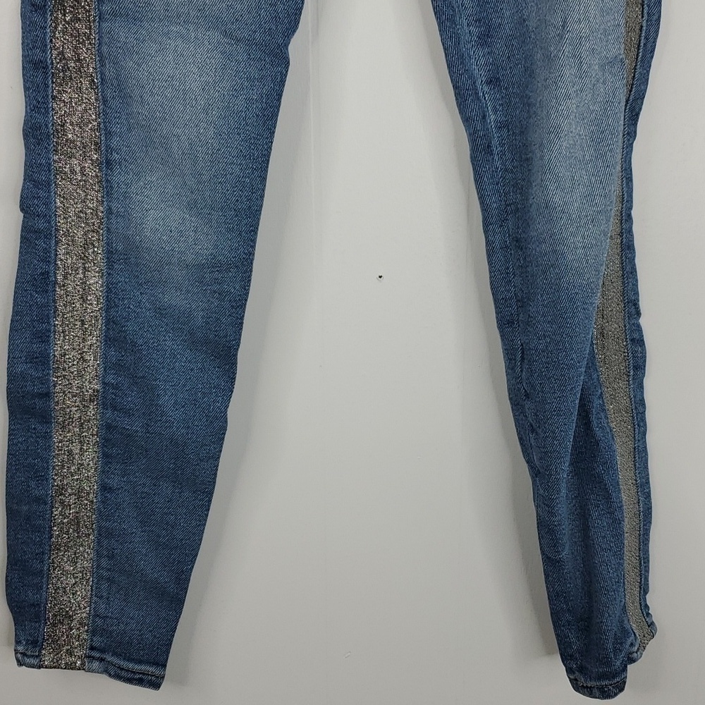 7Fam Luxe Vintage High Waist Ankle Skinny Jeans Metallic Side Stripe Womens 25 - Picture 3 of 12